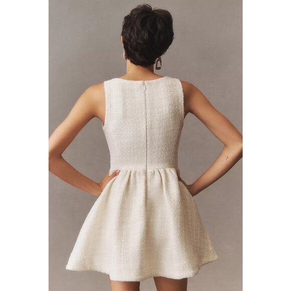Reformation Aliana Tweed Mini Dress Ivory - Picture 3 of 11